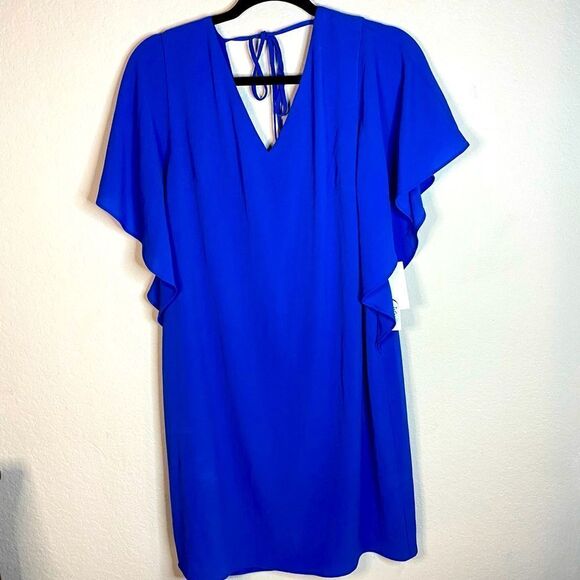Eliza J NWT Shift V-neck Dress Ruffled Sleeves - Picture 5 of 6